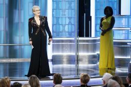 Meryl Streep accepts  Cecil B. DeMille Award  during the 74th Annual Golden Globe Awards.