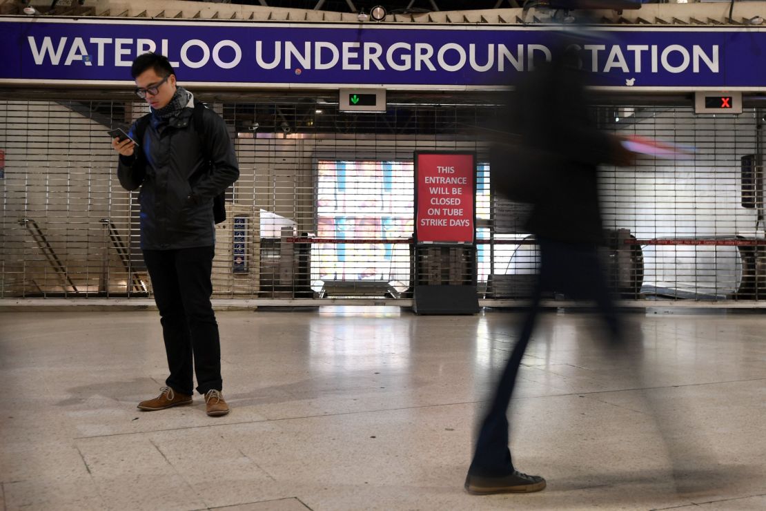 All Underground stations in central London -- including Waterloo -- were closed on Monday morning.