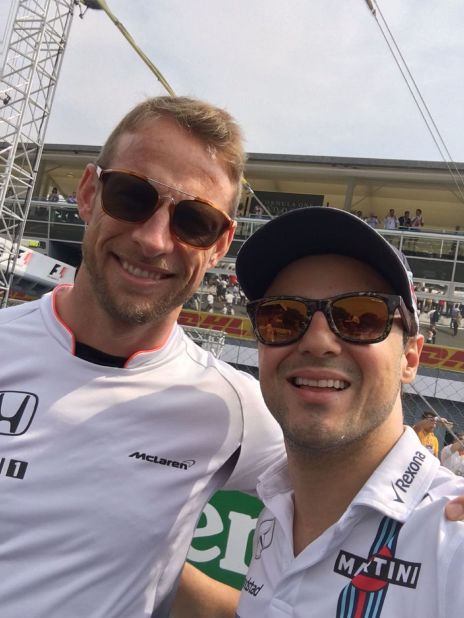 The Brazilian's perfect picture is taken alongside Jenson Button during the drivers' parade in Monza, where Massa initially announced his F1 retirement. "We've been racing for almost 15 years now! I will definitely miss going wheel-to-wheel with him," said Massa, before announcing his return to the sport when Valtteri Bottas joined world champions Mercedes from Williams. 