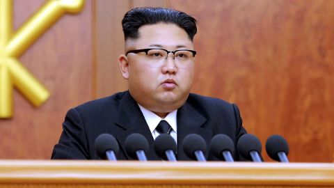 This picture released by North Korean news agency Korean Central News Agency (KCNA) on January 1, 2017 shows North Korean leader Kim Jong-Un delivering the new year message in Pyongyang. / AFP / KCNA VIA KNS / STRINGER / South Korea OUT / REPUBLIC OF KOREA OUT ---EDITORS NOTE--- RESTRICTED TO EDITORIAL USE - MANDATORY CREDIT "AFP PHOTO/KCNA VIA KNS" - NO MARKETING NO ADVERTISING CAMPAIGNS - DISTRIBUTED AS A SERVICE TO CLIENTS
THIS PICTURE WAS MADE AVAILABLE BY A THIRD PARTY. AFP CAN NOT INDEPENDENTLY VERIFY THE AUTHENTICITY, LOCATION, DATE AND CONTENT OF THIS IMAGE. THIS PHOTO IS DISTRIBUTED EXACTLY AS RECEIVED BY AFP. / (Photo credit should read STRINGER/AFP/Getty Images)