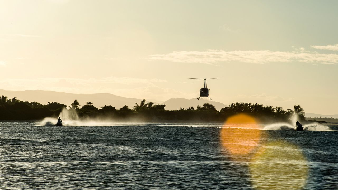 <strong>Tropical safari in Madagascar:</strong> Guests arrive at the resort of Miavana, on an island off Madagascar, via helicopter before embarking on a "blue safari" that includes whale-watching. 