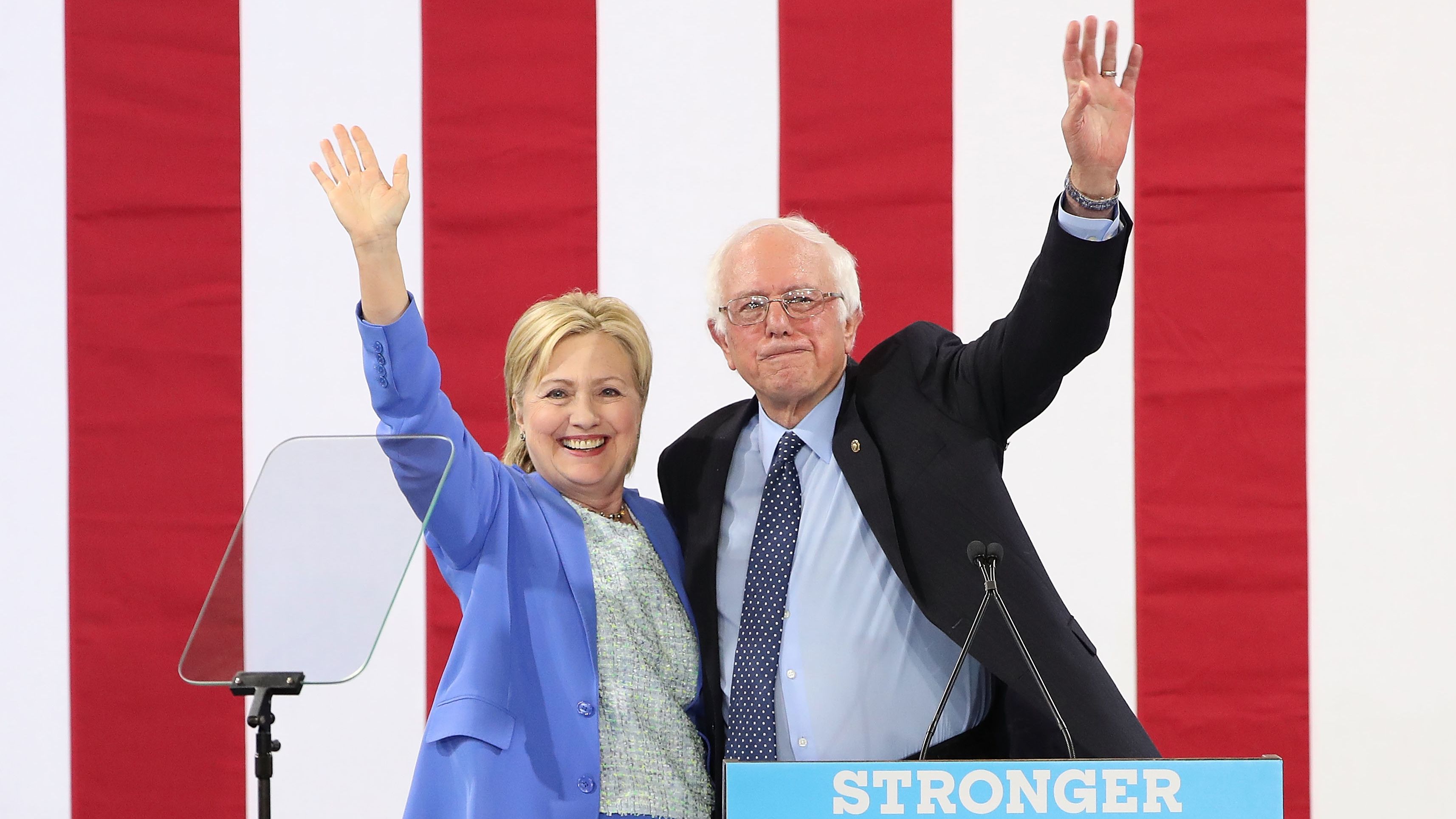 Sanders <a href="http://www.cnn.com/2016/07/11/politics/hillary-clinton-bernie-sanders/" target="_blank">endorses</a> Clinton at a rally in Portsmouth, New Hampshire, in July 2016.