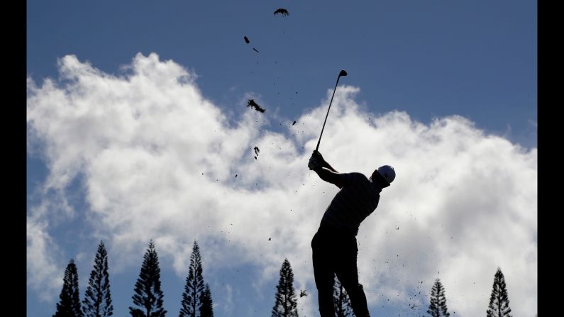 Ryan Moore hits a shot during the third round of the Tournament of Champions on Saturday, January 7. The tournament in Kapalua, Hawaii, is only open to those who won a PGA Tour event last year.
