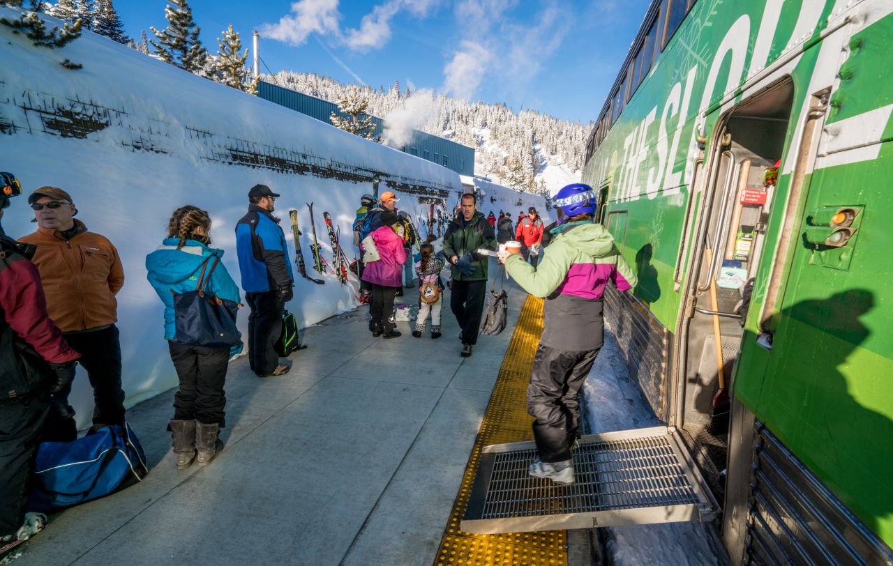 <strong>Arriving at the destination: </strong>The train drops passengers arriving in Winter Park right next to a ski lift. 