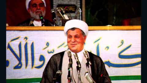 President Ali Akbar Hashemi Rafsanjani addresses the Parliament after being sworn in for a second term in office 04 August 1993.