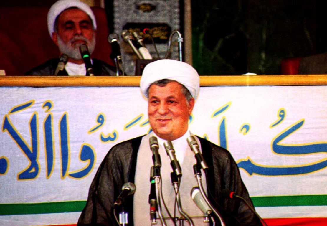 President Akbar Hashemi Rafsanjani addresses  Parliament after being sworn in for a second term in office on August 4, 1993.