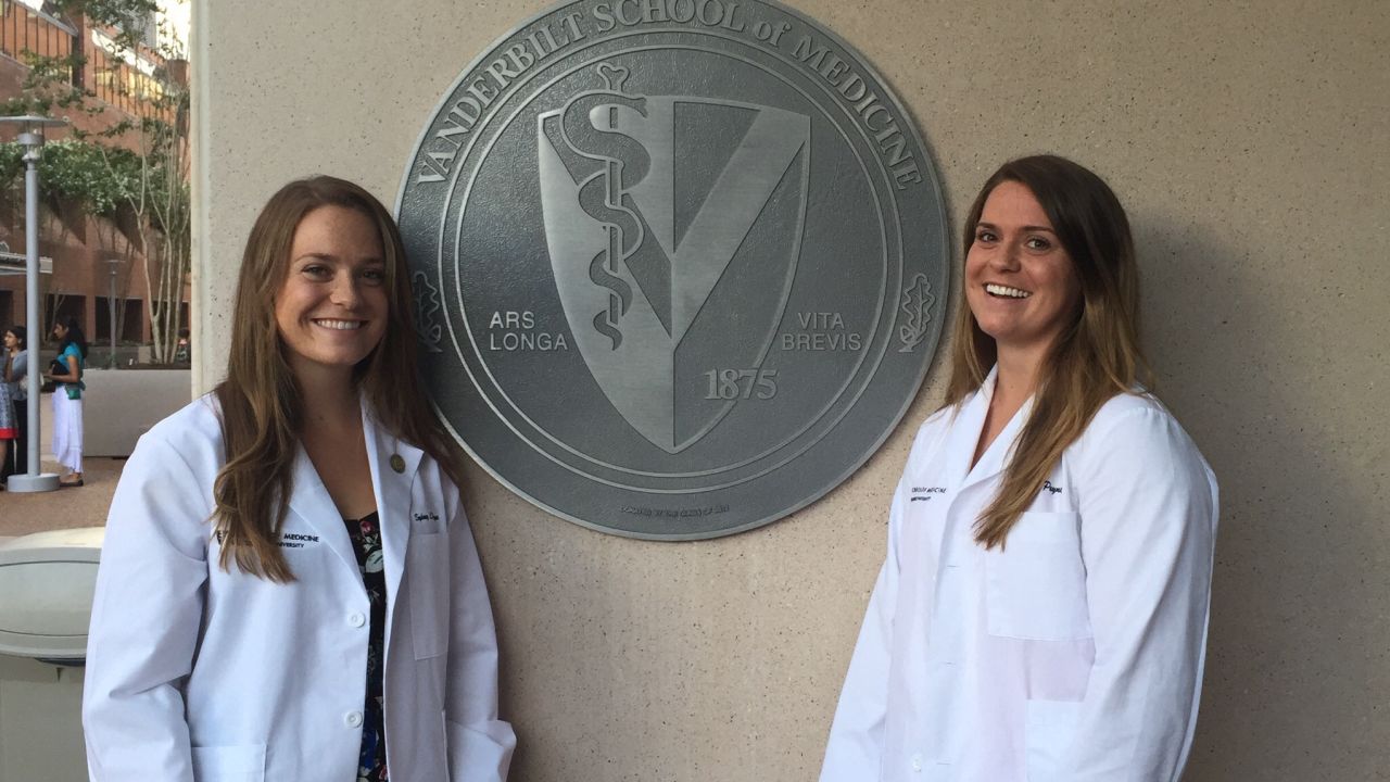 Shelby Payne, right, and her twin sister both study at Vanderbilt School of Medicine.  