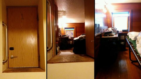 This composite photo shows views of the room where Esteban Santiago was living in Anchorage.