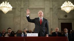 Sen. Jeff Sessions is sworn in before the Senate Judiciary Committee during his confirmation hearing to be the U.S. attorney general January 10, 2017 in Washington, DC. Sessions was one of the first members of Congress to endorse and support President-elect Donald Trump, who nominated him for Attorney General.