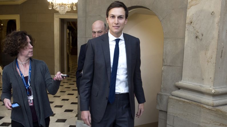 Jared Kushner, Trump's son-in-law, arrives on Capitol Hill for a meeting with House Speaker Paul Ryan on Monday, January 9. Kushner, a 35-year-old businessman-turned-political strategist, <a href="index.php?page=&url=http%3A%2F%2Fwww.cnn.com%2F2017%2F01%2F09%2Fpolitics%2Fjared-kushner-to-be-named-senior-adviser-to-the-president%2F" target="_blank">will be senior adviser to the president,</a> a senior transition official told CNN.