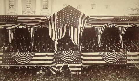 Grover Cleveland was the only president to serve two non-consecutive terms. He was inaugurated in 1885 (seen here) and 1893.