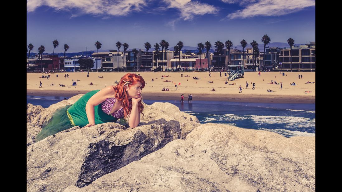 Kellie May, who struggled with bullying, as the Little Mermaid.