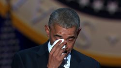 Obama tears up