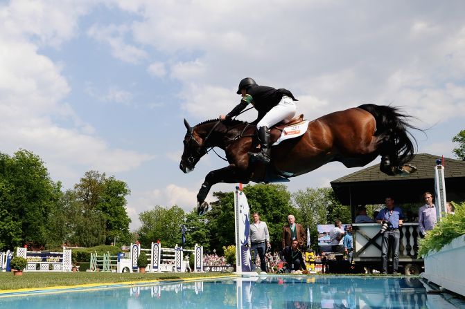 Last year's champion Rolf-Goran Bengtsson takes on a water jump in the 2012 edition. 