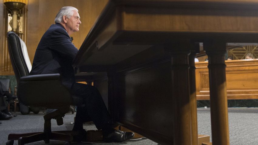 Former ExxonMobil executive Rex Tillerson testifies during his confirmation hearing for secretary of state before the Senate Foreign Relations Committee on Capitol Hill on January 11, 2017.