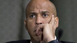 Senator Cory Booker, a Democrat from New Jersey, listens during a Senate Foreign Relations Committee confirmation hearing for Rex Tillerson, former chief executive officer of Exxon Mobil Corp. and U.S. secretary of state nominee for president-elect Donald Trump, not pictured, in Washington, D.C., U.S., on Wednesday, Jan. 11, 2017. Tillerson said Russia poses a danger to the U.S. and must be held accountable for its actions, a sharp departure from comments by Trump, who has called for a friendlier relationship with Russian President Vladimir Putin. Photographer: Andrew Harrer/Bloomberg via Getty Images 