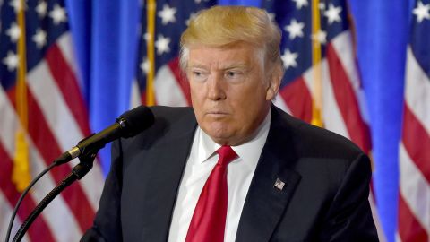 US President-elect Donald Trump speaks during a press conference January 11, 2017 at Trump Tower in New York.
Trump held his first news conference in nearly six months Wednesday, amid explosive allegations over his ties to Russia, a little more than a week before his inauguration. / AFP / TIMOTHY A. CLARY (Photo credit should read TIMOTHY A. CLARY/AFP/Getty Images)