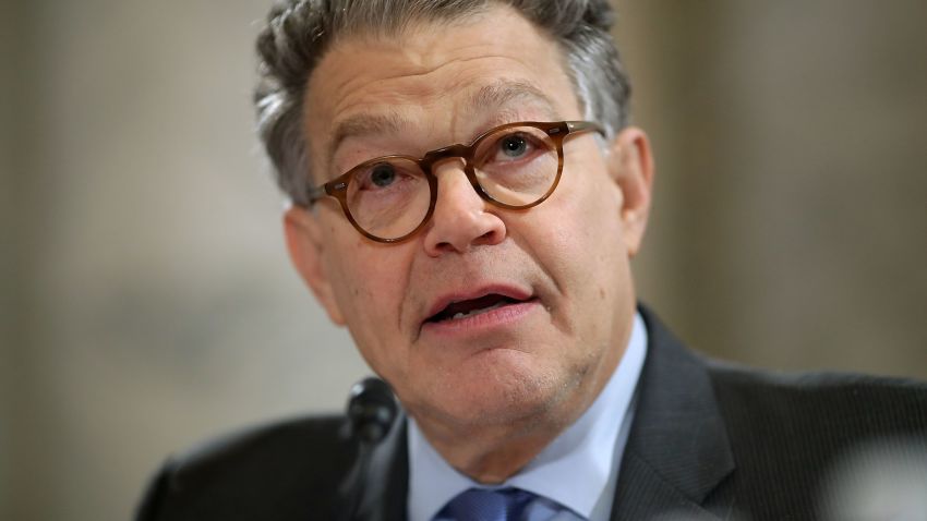 Senate Judiciary Committee member Sen. Al Franken (D-MN) questions Sen. Jeff Sessions (R-AL) during his confirmation hearing to be the next U.S. Attorney General in the Russell Senate Office Building on Capitol Hill January 10, 2017 in Washington, DC. 