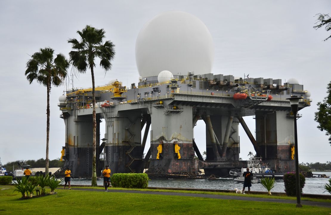 The Sea-based, X-band Radar (SBX 1) transits the waters of Joint Base Pearl Harbor-Hickam.
