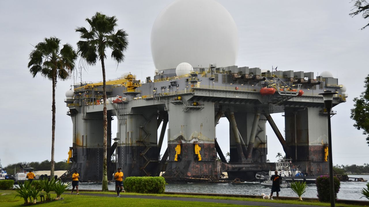 The Sea-based, X-band Radar (SBX 1) transits the waters of Joint Base Pearl Harbor-Hickam.