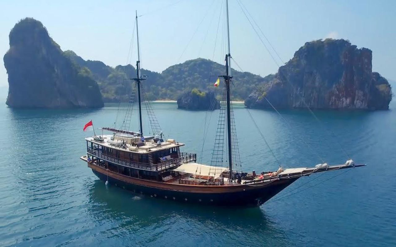 <strong>Dunia Baru:</strong> Among the luxury ships available for charter is Dunia Baru, which can accommodate up to 14 travelers in seven separate cabins. 