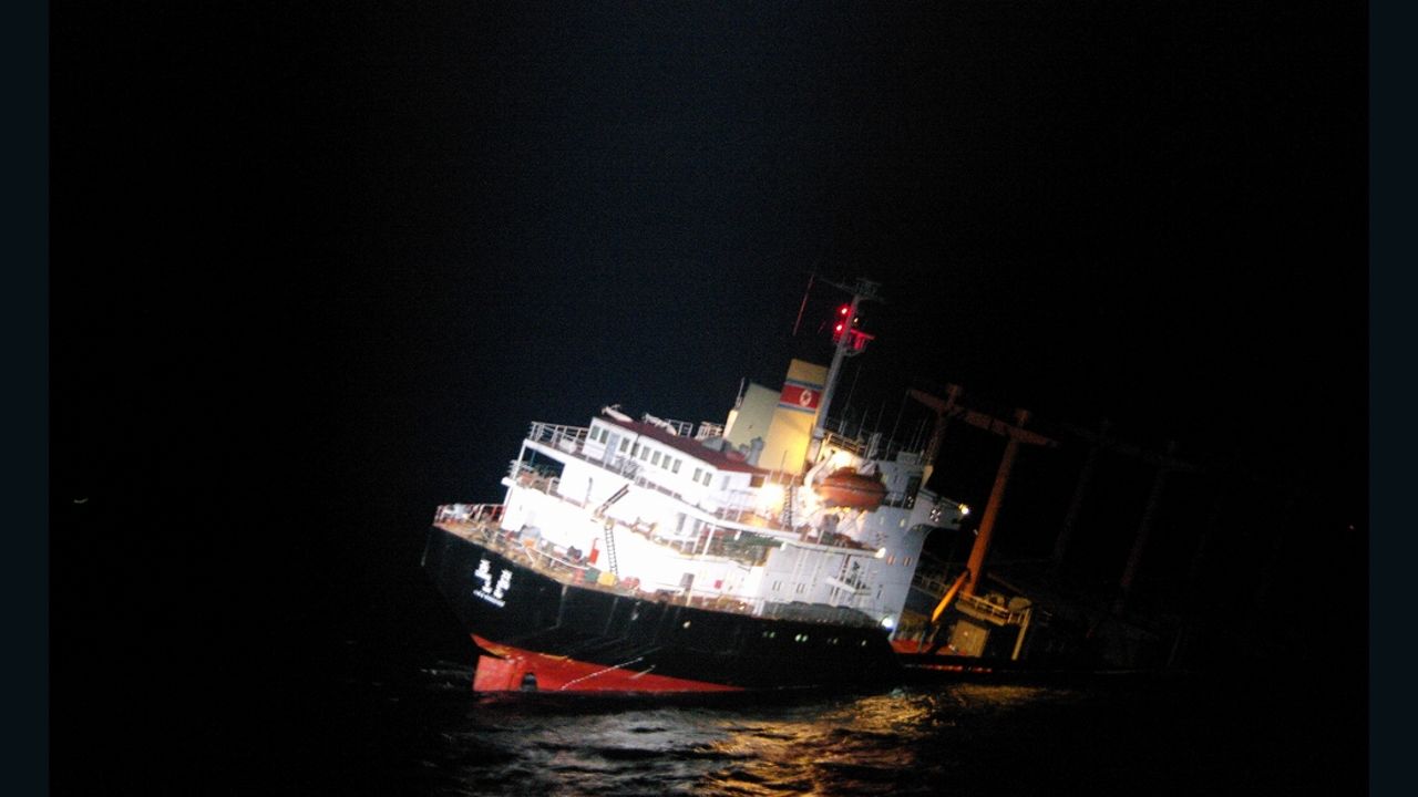 The North Korean ship began sinking on Wednesday.