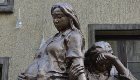 Other memorials to "comfort women" also exist around the world, including this statue in Shanghai, China. 