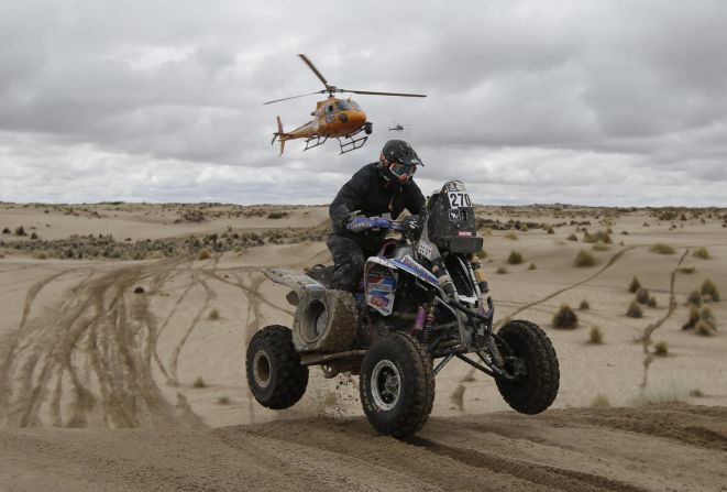There are traditionally four major vehicle categories in the legendary race -- cars, motorbikes, trucks and quad bikes (seen here). The UTV (Utility Task Vehicle) or buggy class was added in 2017.