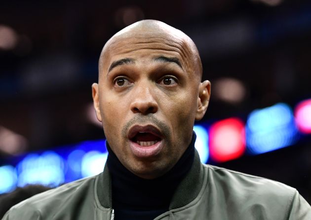 Former Arsenal and France striker Thierry Henry reacts to the drama at the O2 Arena.