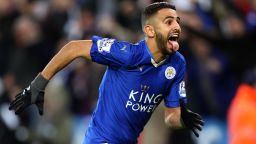 LEICESTER, ENGLAND - DECEMBER 14: Riyad Mahrez of Leicester City celebrates after scoring to make it 2-0 during the Barclays Premier League match between Leicester City and Chelsea at the King Power Stadium on December 14th , 2015 in Leicester, United Kingdom.  (Photo by Plumb Images/Leicester City FC via Getty Images)