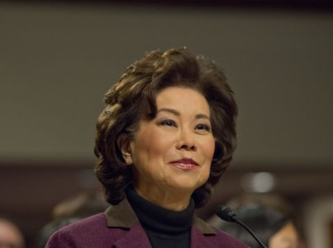 Chao testifies at <a href="http://www.cnn.com/2017/01/11/politics/elaine-chao-transportation-secretary-hearing/index.html" target="_blank">her confirmation hearing</a> in January. Chao, who was approved by a 93-6 vote, was deputy secretary of transportation under George H.W. Bush and labor secretary under George W. Bush.
