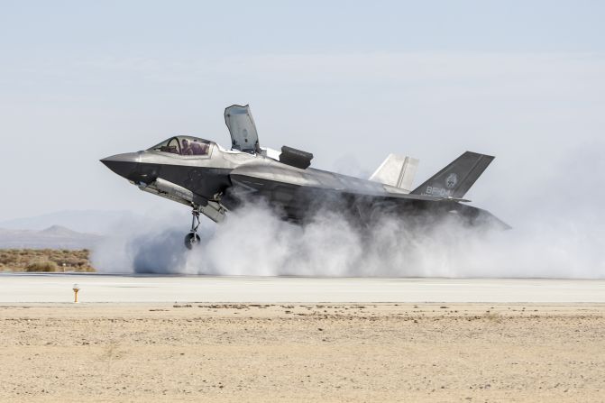 <strong>An F-35B Joint Strike Fighter tests its vertical landing capability in 2015. The fifth-generation jets have been deployed to Marine Corps Air Station Iwakuni in Japan as the US moves some of its most modern equipment to Northeast Asia.</strong>