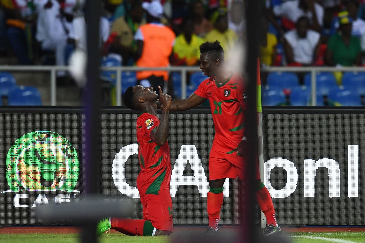 As stoppage time approached, Guinea-Bissau's defender Juary Soares (L) equalized to secure his country its first ever point at an AFCON tournament.