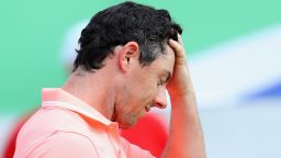 Rory McIlroy cannot mask his disappointment after losing a playoff on the 18th green at the South African Open to Graeme Storm.