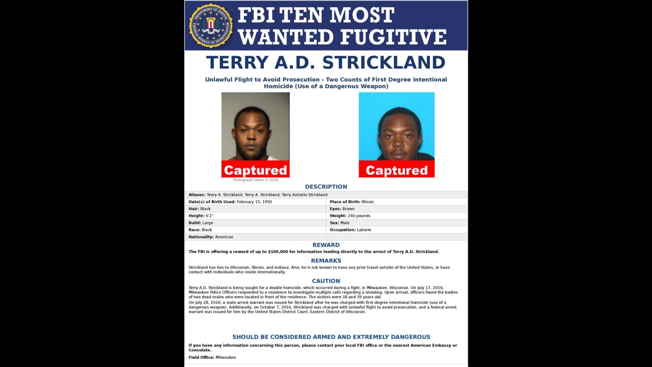 Terry Strickland, one of FBI's Ten Most Wanted suspects, captured in