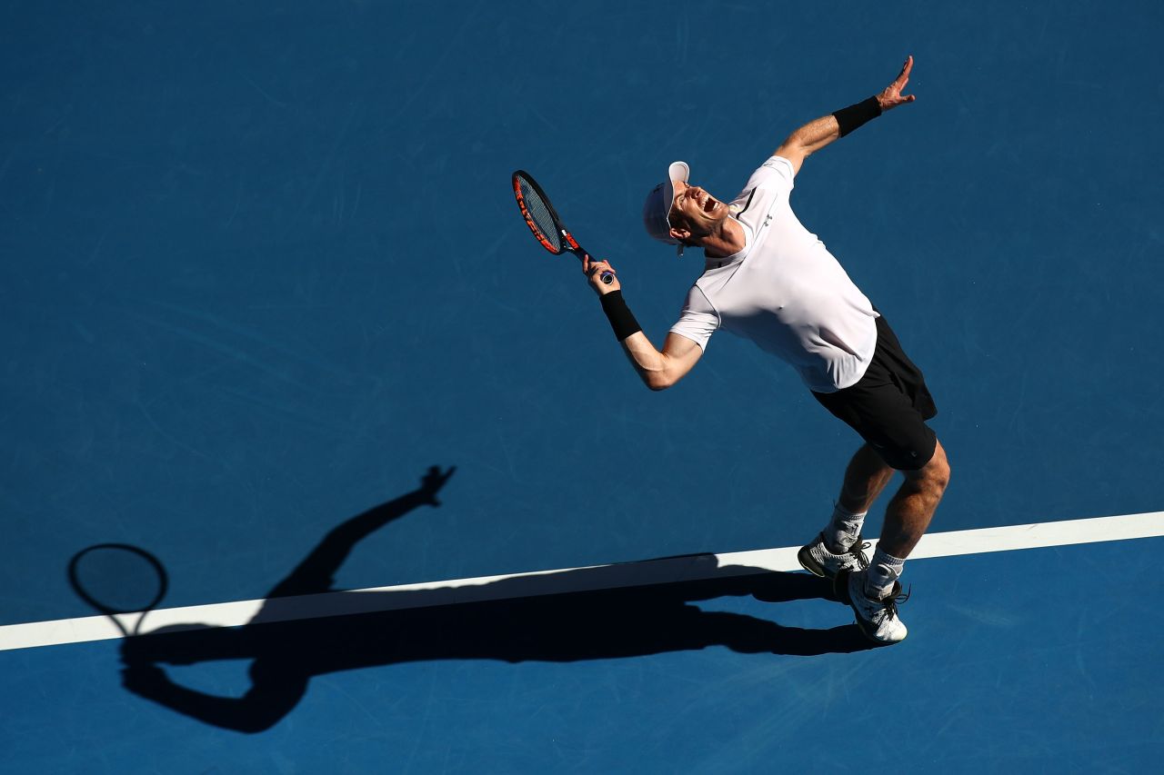 Britain's Andy Murray -- recently knighted and playing his first grand slam as world No. 1 -- was off to a winning start.