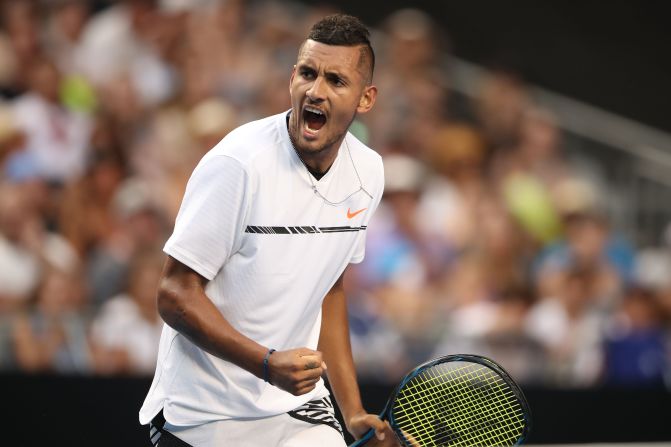 Elsewhere in the men's competition, home favorite Nick Kyrgios -- who had a <a href="index.php?page=&url=http%3A%2F%2Fedition.cnn.com%2F2016%2F10%2F17%2Ftennis%2Fnick-kyrgios-suspension-atp%2F">tumultuous 2016</a> -- kick-started his first grand slam of the year with a comfortable 6-1, 6-2, 6-2 victory over Gastao Elias.