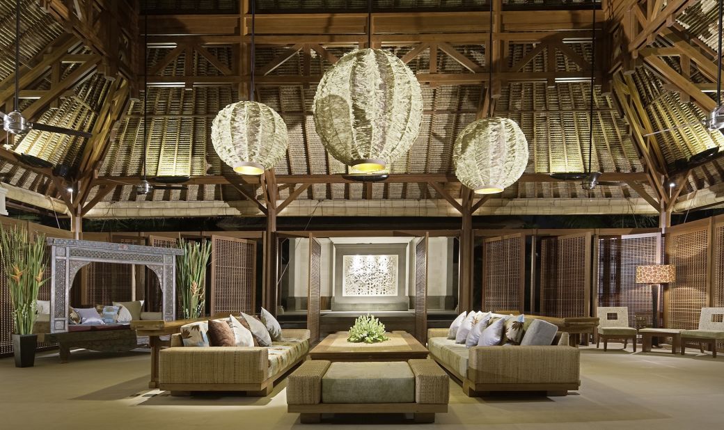 <strong>Puri Bawana: </strong>The six-bedroom villa is equipped with a 30-meter swimming pool. Designed in the style of a traditional Balinese meeting hall, its open-sided living pavilion and reception area, pictured, overlooks the pool, gardens and rice fields. 