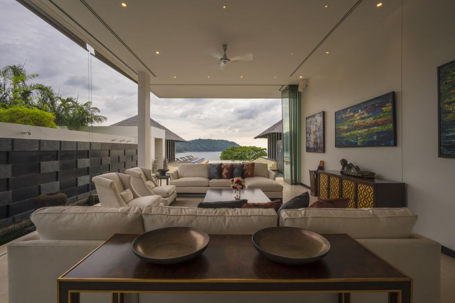 <strong>Lom Talay: </strong>The floor to ceiling windows provide stunning views of the Andaman Sea. All four bedrooms have ensuite bathrooms with double soaking bathtubs.