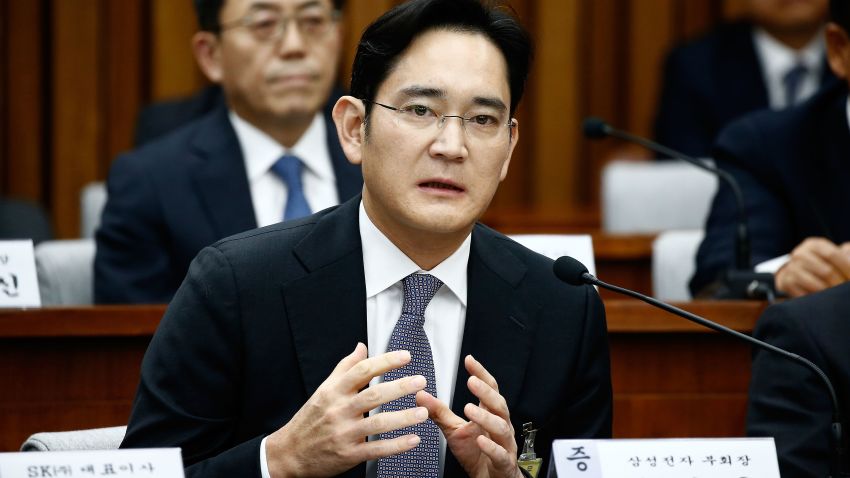 SEOUL, SOUTH KOREA - DECEMBER 06:  Lee Jae-Yong, vice chairman of Samsung answers questions during a parliamentary hearing of the probe in Choi Soon-sil gate at the National Assembly on December 6, 2016 in Seoul, South Korea. South Korea started the parliament hearing with leaders of nine South Korean conglomerates including Samsung, Hyundai, Lotte over the tens of millions of dollars given to foundations controlled by Ms Park's friend Choi Soon-sil, the woman at the center of the scandal.  (Photo by Jeon Heon-Kyun-Pool/Getty Images)