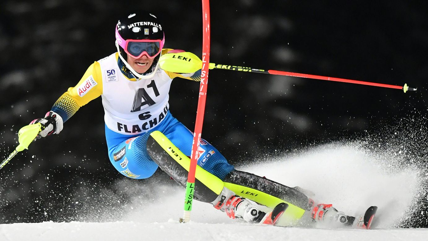 Frida Hansdotter of Sweden competes during the first run of the women's world cup slalom in Flachau, Austria, on January 10. Hansdotter went on to win the competition.