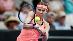 AUCKLAND, NEW ZEALAND - JANUARY 04:  Lucie Safarova of Czech Republic plays a backhand in her match against Barbora Strycova of Czech Republic on day three of the ASB Classic on January 4, 2017 in Auckland, New Zealand.  (Photo by Anthony Au-Yeung/Getty Images)