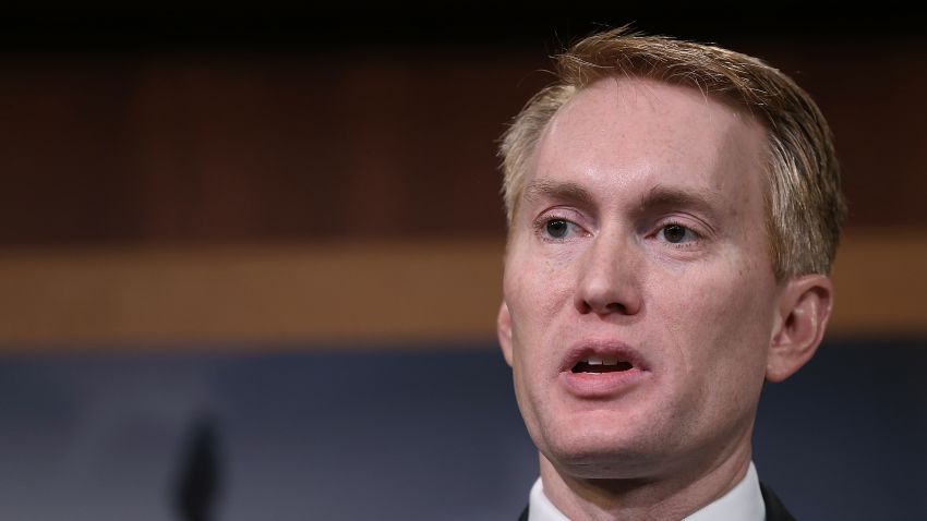 WASHINGTON, DC - NOVEMBER 30:  Sen. James Lankford (R-OK) answers questions during a press conference at the U.S. Capitol on wasteful spending by the federal government November 30, 2015 in Washington, DC. Lankford released a report entitled "Federal Fumbles: 100 ways the government dropped the ball" during the press conference.  (Photo by Win McNamee/Getty Images)