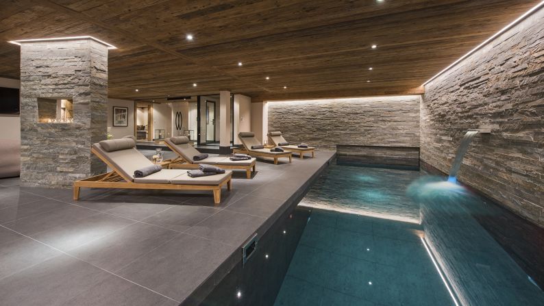 <strong>Chalet Sirocco, Verbier (Switzerland): </strong>Its wellness area is one of the most impressive highlights, featuring pool with waterfall, sauna, hammam and massage room.