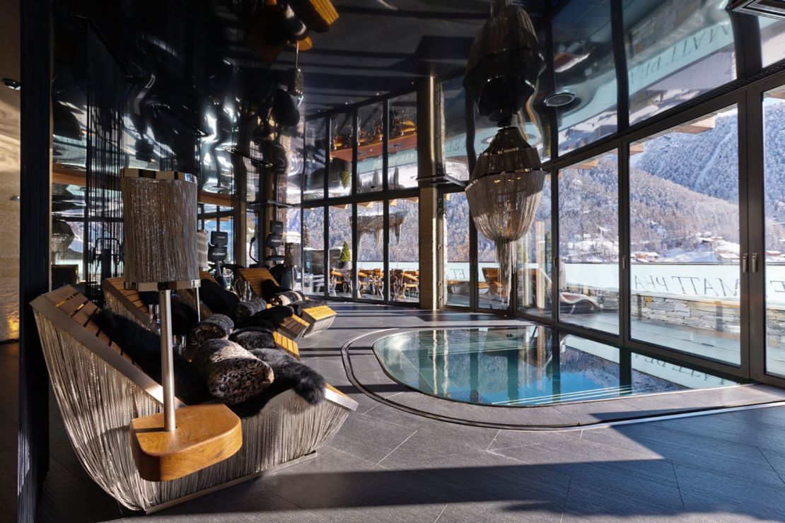 Chalet Zermatt Peak provides amazing views of the Matterhorn, even from its indoor spa area. 