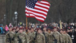 VILNIUS, LITHUANIA - NOVEMBER 23:  Soldiers of the U.S. 173rd Airborne Brigade participate in a parade in the city center during the Iron Sword multinational military exercises on November 23, 2016 in Vilnius, Lithuania. Approximately 4,000 soldiers from NATO countries, including all three Baltic states as well as the USA, are participating in two-week exercises. U.S. President-elect Donald Trump has suggested in past comments that he will review the U.S. commitment to defend NATO member states. The Baltic states, on the eastern geographic edge of the NATO alliance and close to Russia, see themselves at risk. They are concerned that Trump will not take the threat of potential Russian intervention in their countries seriously.  (Photo by Sean Gallup/Getty Images)