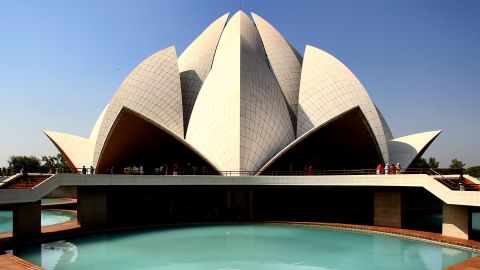 <strong>Lotus Temple, New Delhi: </strong>This elegant lotus-shaped temple has welcomed more than 70 million worshippers since its opening in 1986.  It's one of several Bahá'í Houses of Worship, a religious center of the Baha'i Faith.