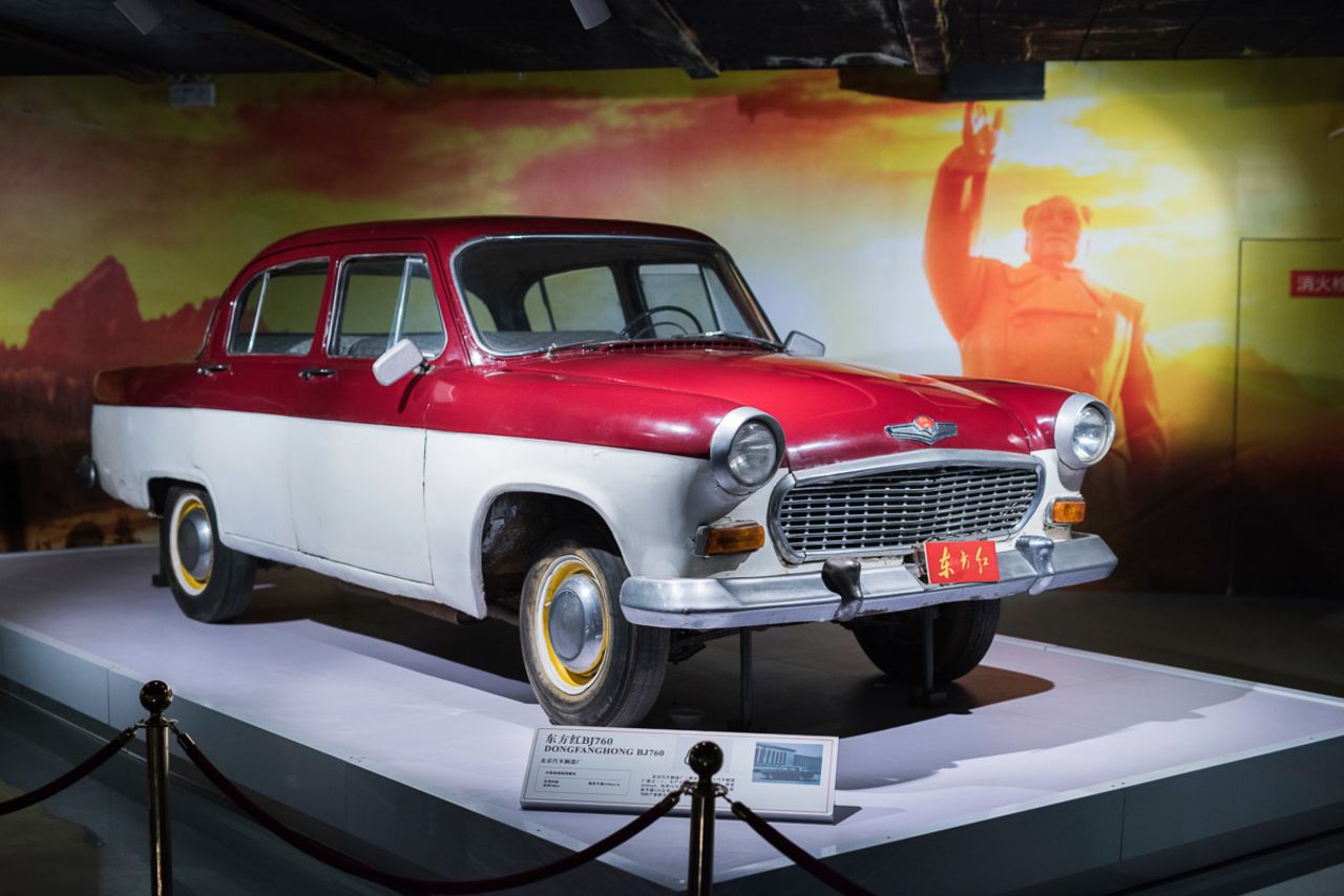 The 1950s Dongfanghong's colorful hue and chirpy design is in contrast to the Hongqis'. Luo says that only a few dozen of them were made because in the late 1950s Beijing's mayor deemed them too "bourgeois" and "western" looking, calling a halt to their production.