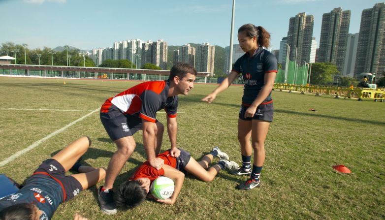"The size of a sevens pitch is no different than a 15s pitch, but obviously you have less players running around," Baber says. "It's a fast game, an intense game, and it's played over a shorter period of time." <a target="_blank">WATCH FITNESS VIDEO</a>