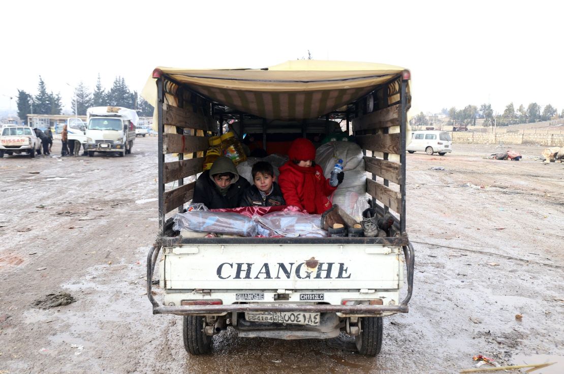 Thousands of Syrians fled Aleppo in December as government forces retook the city from rebels.